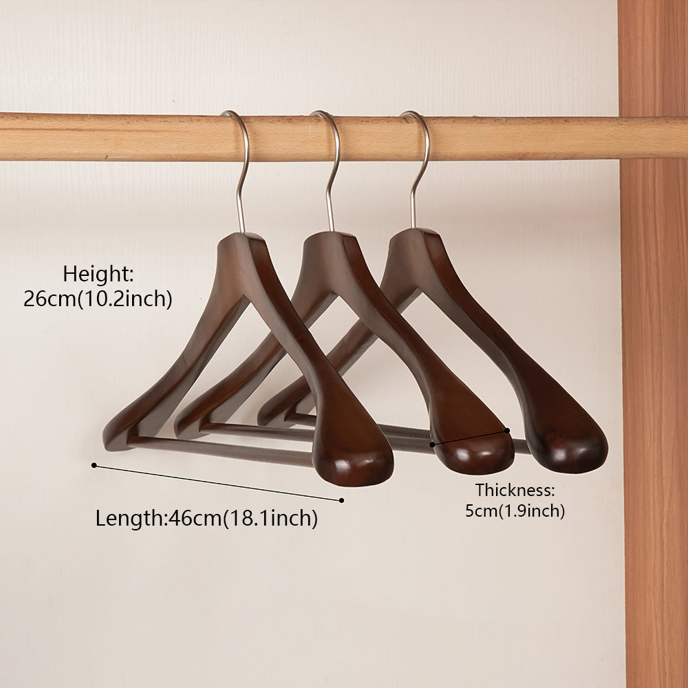 Wide Shoulder Wooden Suit Hanger with Trouser Bar & 360° Swivel Hook