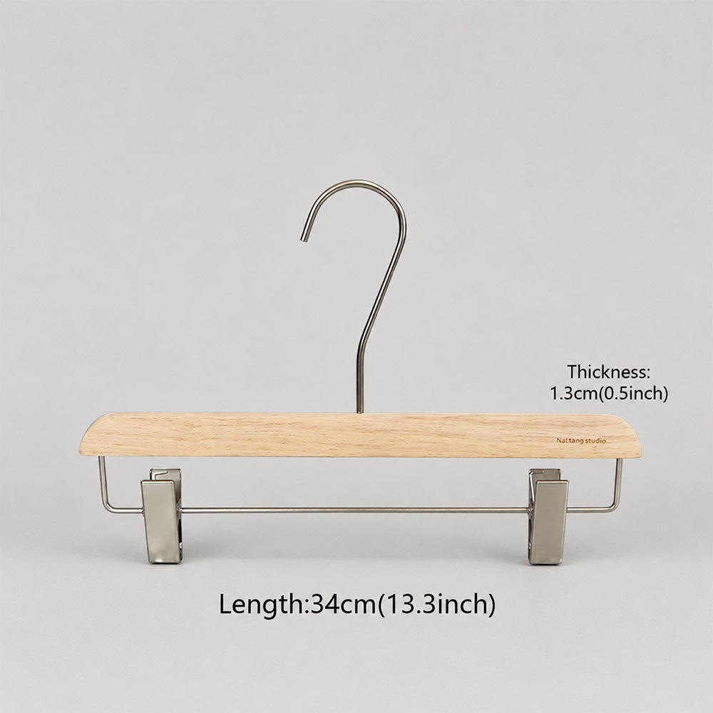 Natural Oak Wooden Suit & Pants Hangers with Clips | Custom Logo