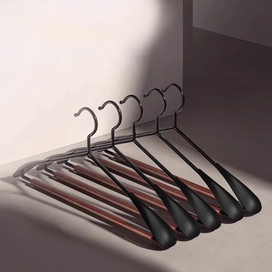 Solid Beech Wood Hangers Iron Hook - Luxury Wide Shoulder Hangers Hotel & Retail