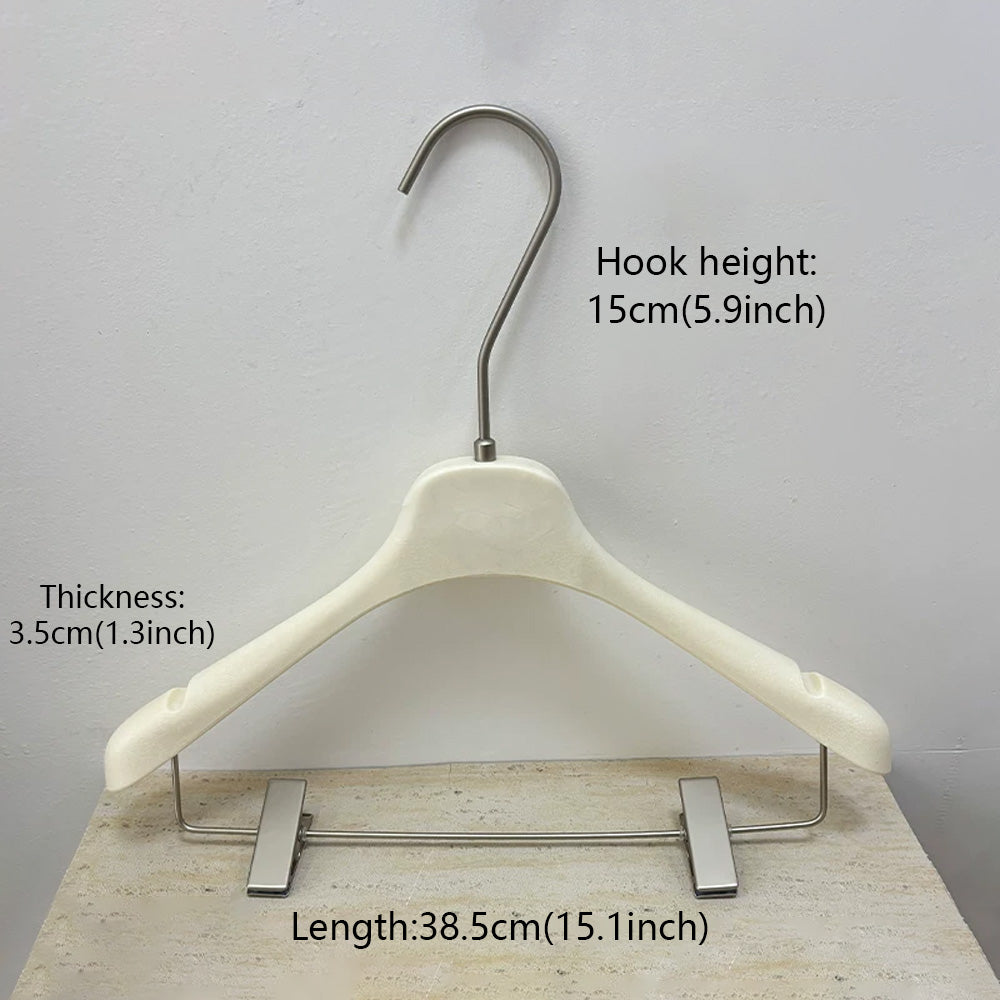 Wholesale Ivory ABS Resin Clothes Hangers with Custom Logo & Adjustable Clips