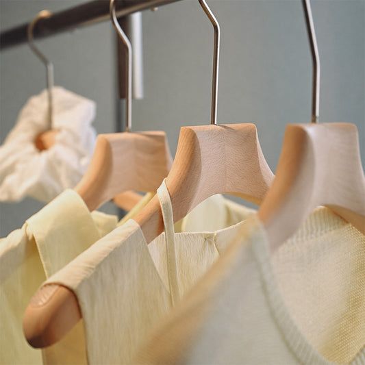 Natural Beech Wood Hangers with Clips for Boutique Clothing Display