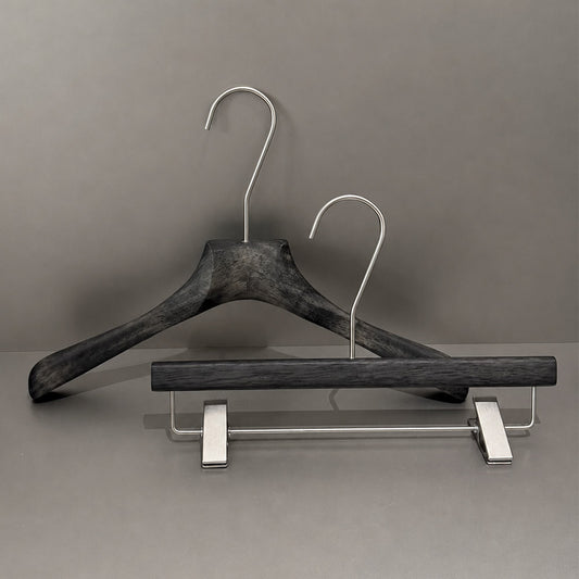 Wholesale Wooden Clothes Hangers with Adjustable Pants Clips & Custom Logo