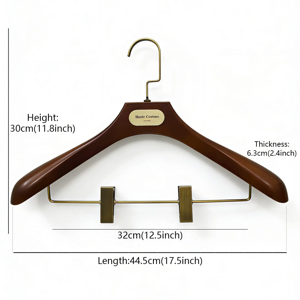 Wide Shoulder Plastic Suit Hangers with Vintage Bronze Metal Plate