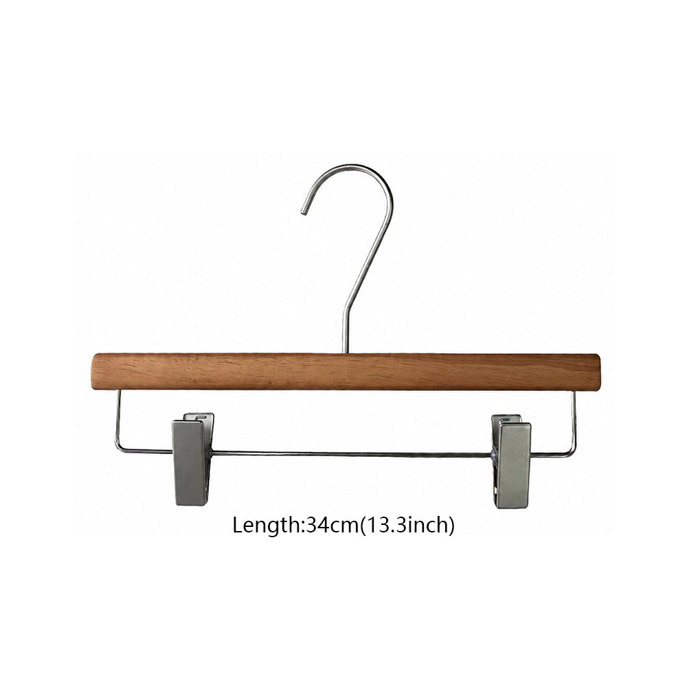 Vintage Walnut Solid Wood Hangers with Clips for Suits and Pants