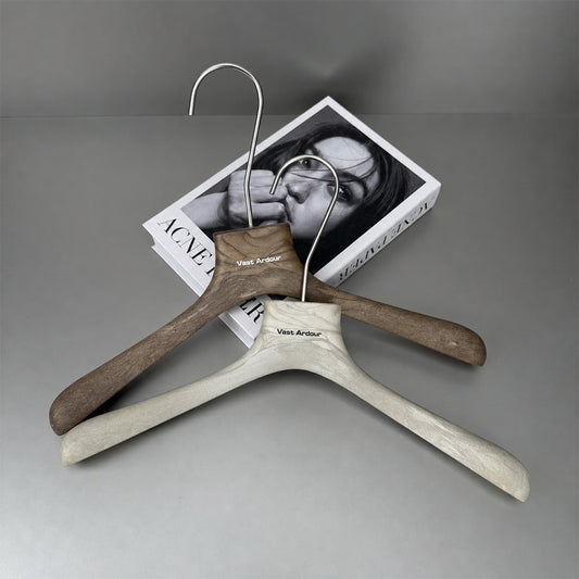 Wood Grain Resin Hangers with Clips for Boutique Clothing Stores