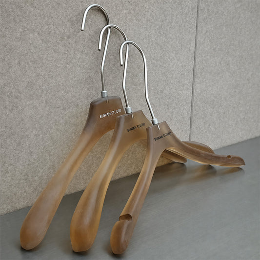 Custom Frosted Brown Acrylic Hangers with Logo for Boutiques & Retail Stores