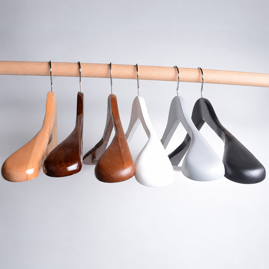Luxury Solid Wood Wide Shoulder Suit Hangers with Non-Slip Trouser Bar
