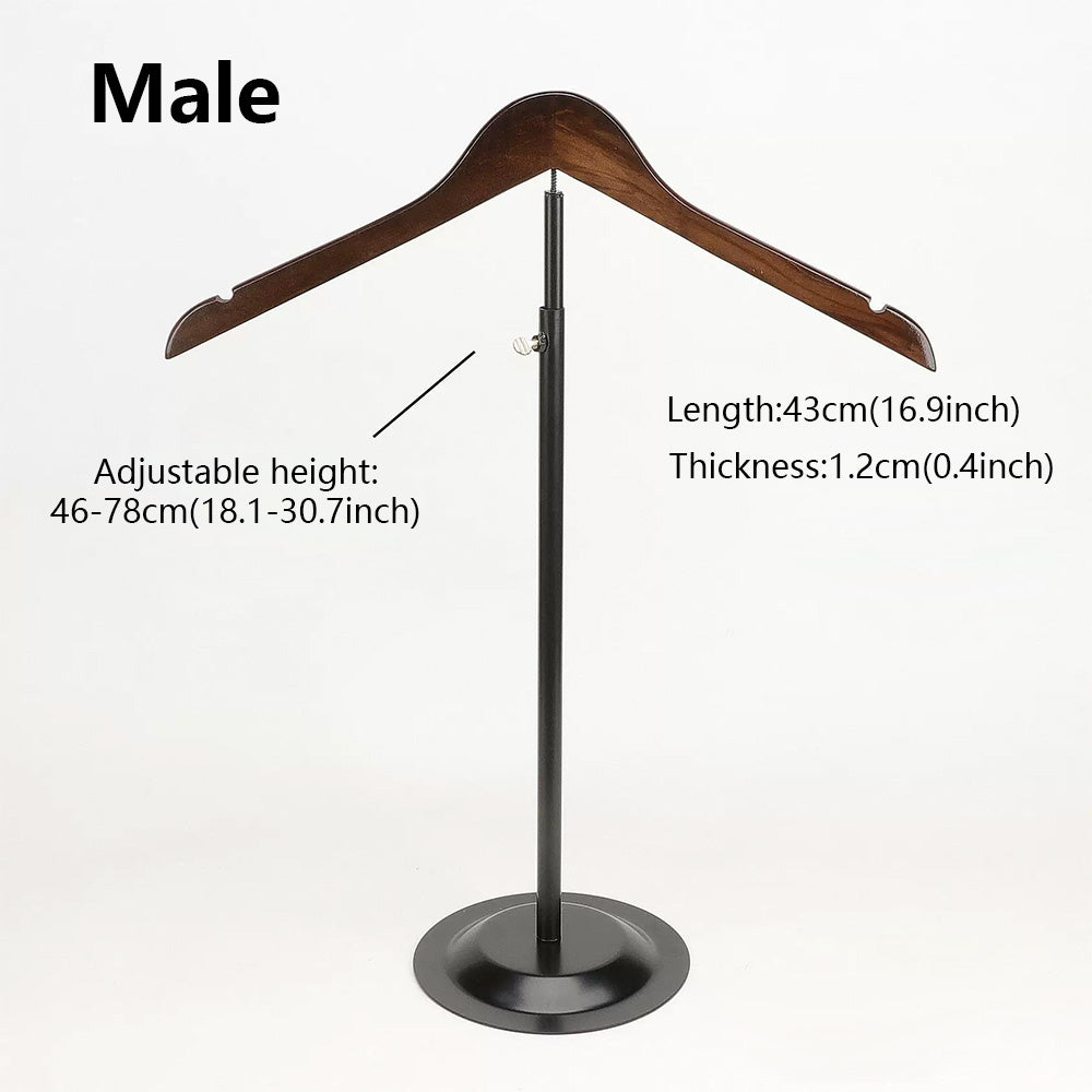 Adjustable Garment Display Stand with Wooden Hanger for Men, Women & Kids