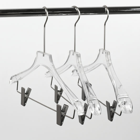 Clear Acrylic Suit Hanger with Clips - Premium Display for Complete Outfit & Pants, 50 PCS