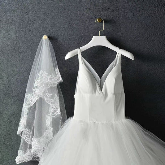 White Velvet Wedding Dress Hangers - Custom Logo Non-Slip | TheGarmentHanger