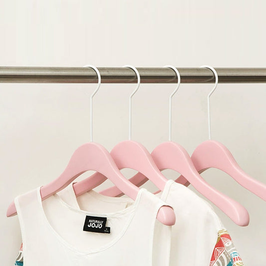 Pink Wooden Hangers Non-Slip Velvet Clothes Hanger for Women's Boutique & Home
