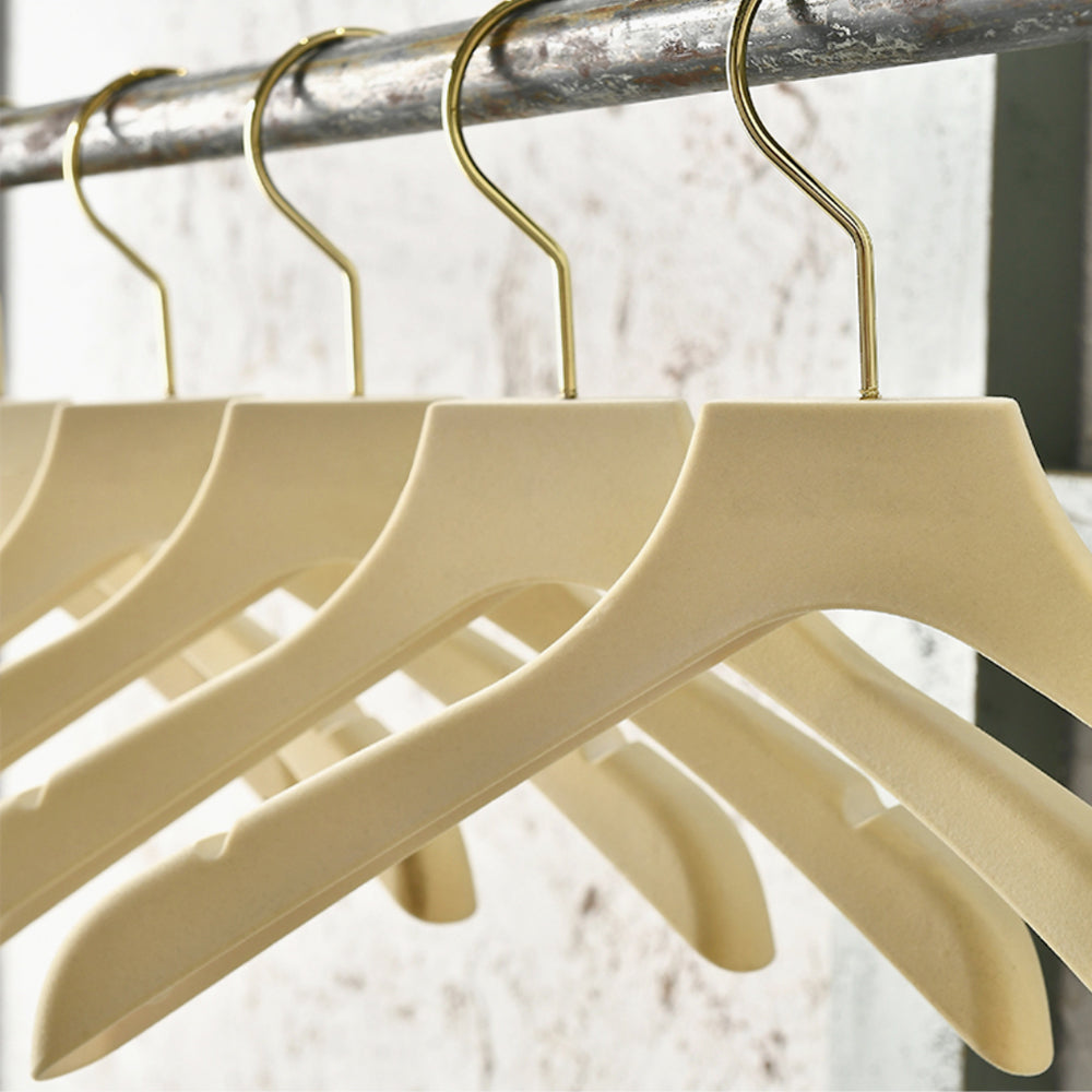 Luxury Beige Velvet Hangers | Non-Slip with Clips for Wedding Dresses & Coats