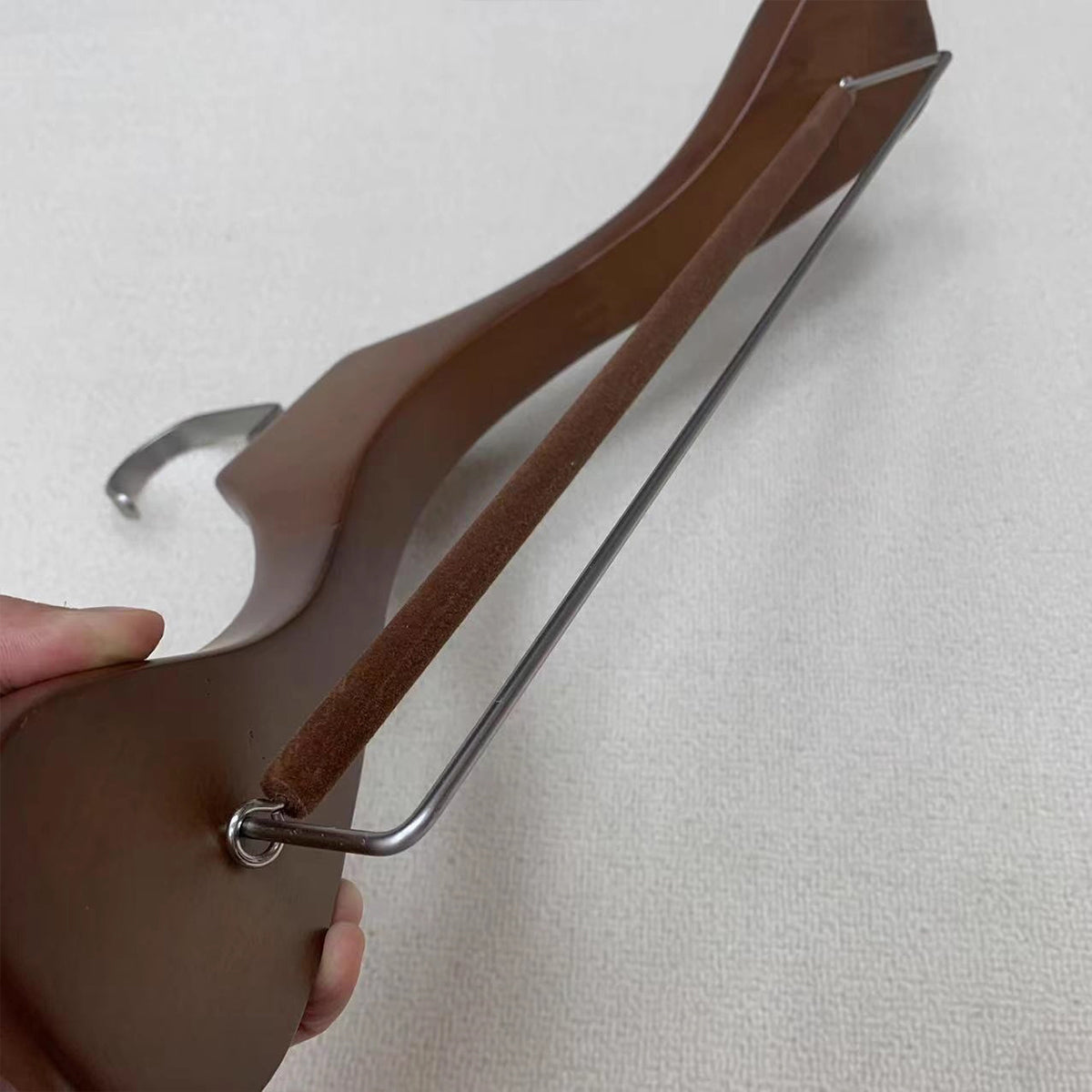 Solid Wood Hangers for Coats and Suits – Wide Shoulder Beech Hanger with Double Pants Bar