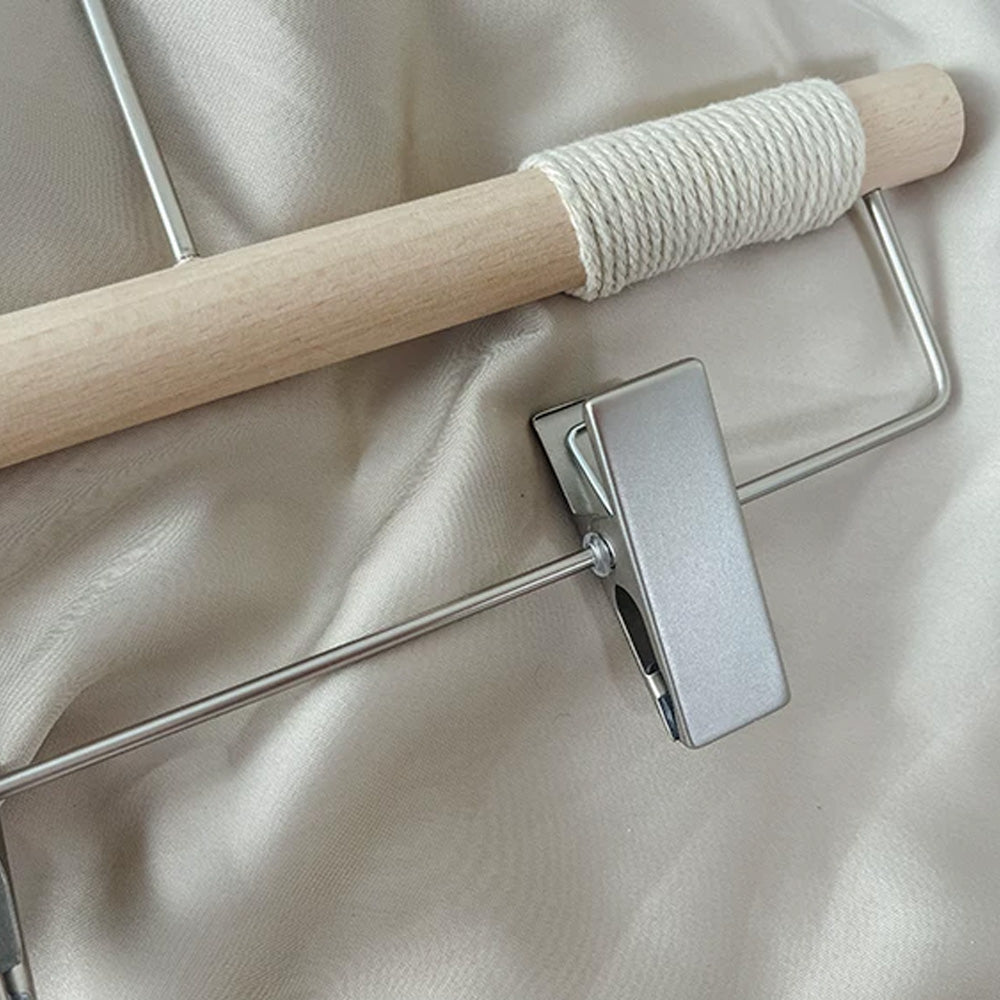 Kids Beech Wood Hangers with Rope | Natural Wooden Children's Clothes & Pants Hanger