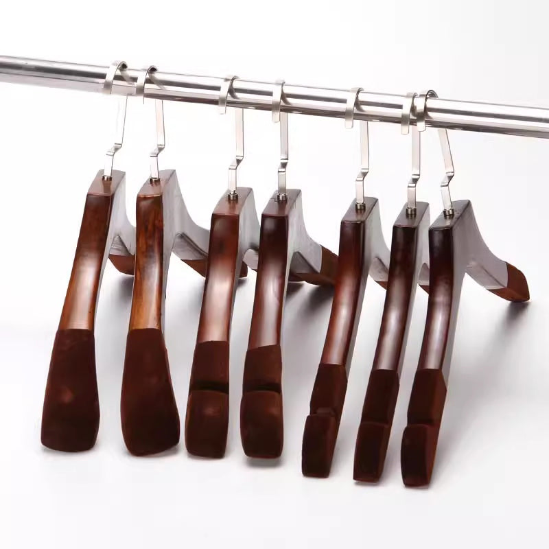 Premium Velvet Wood Hangers - Non-Slip Solid Wood Clothes Hangers for Boutique