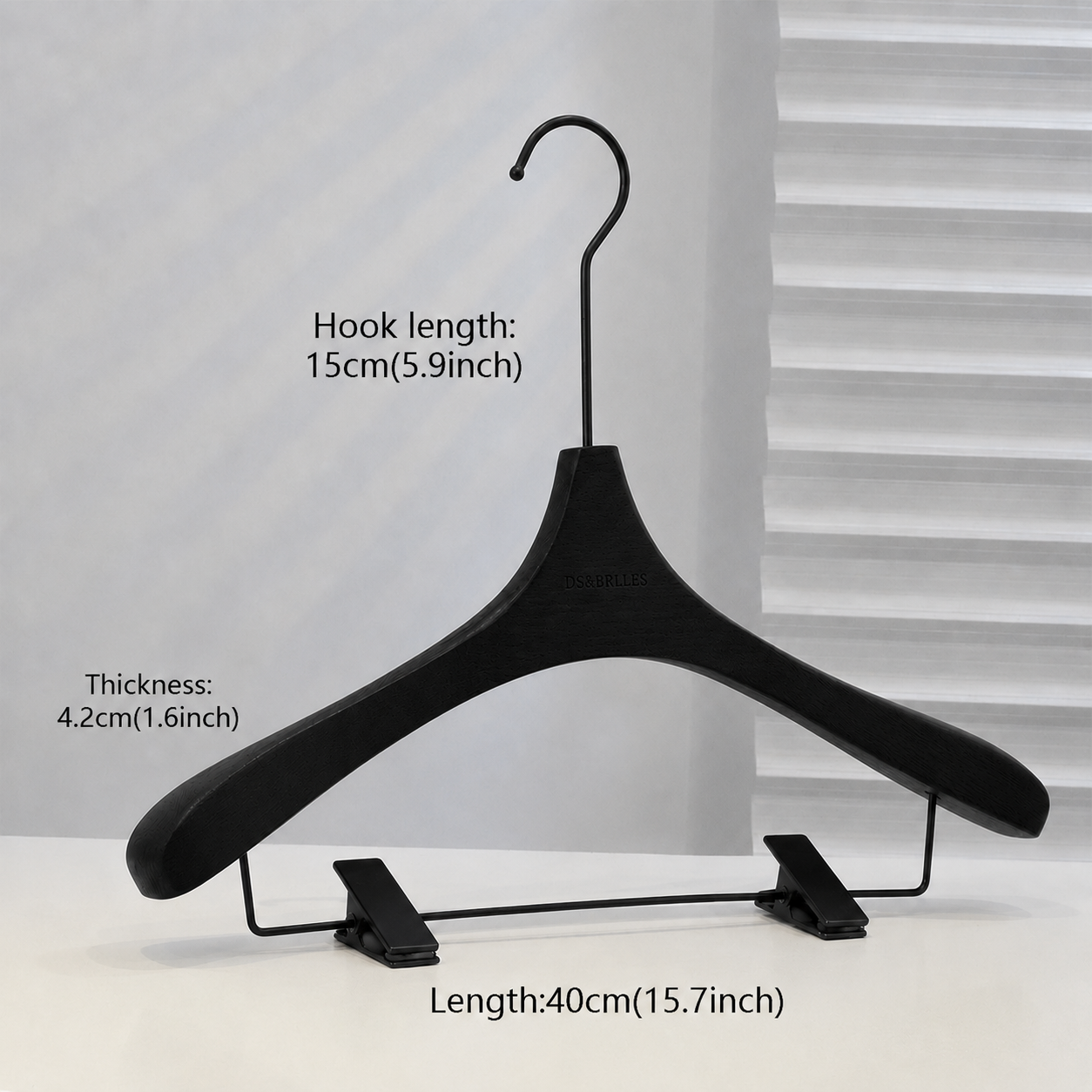 Beech Wood Clothes Hangers with Pants Clips and Custom Logo for Retail