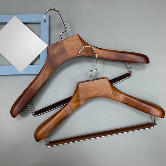 Premium Lotus Wood Hangers - Wide Shoulders, Non-Slip, Custom Logo, Men & Women’s Suits