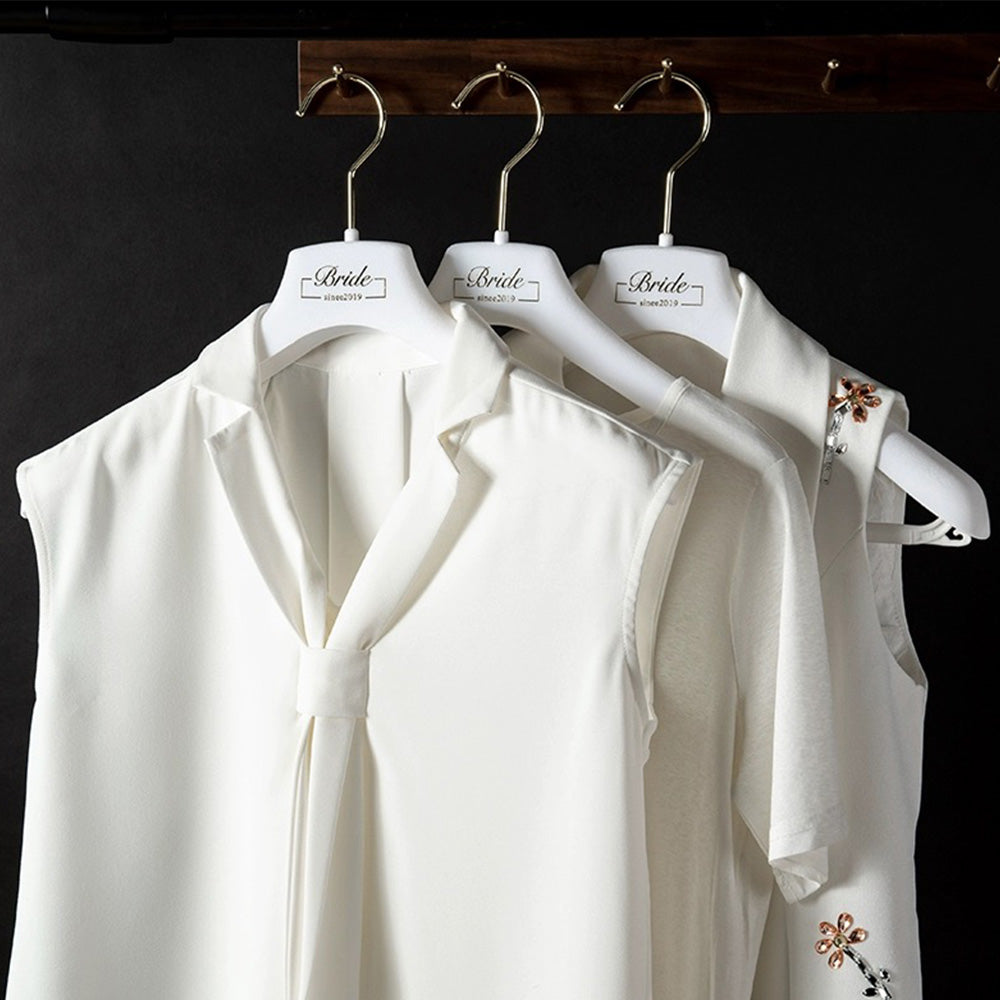White Velvet Wedding Dress Hangers - Custom Logo Non-Slip | TheGarmentHanger
