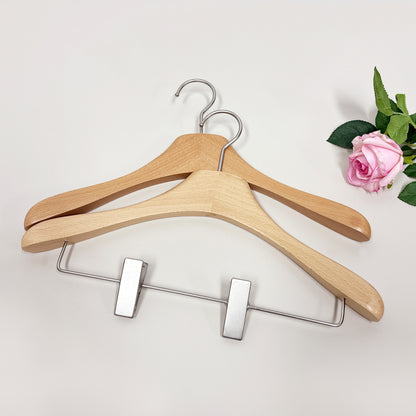 Premium Beech Wood Hangers – Non-Slip Lacquered for Suits, Coats & Shirts