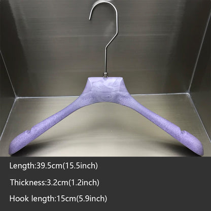 Purple Wood Grain Resin Hangers with Pants Clips for Boutiques