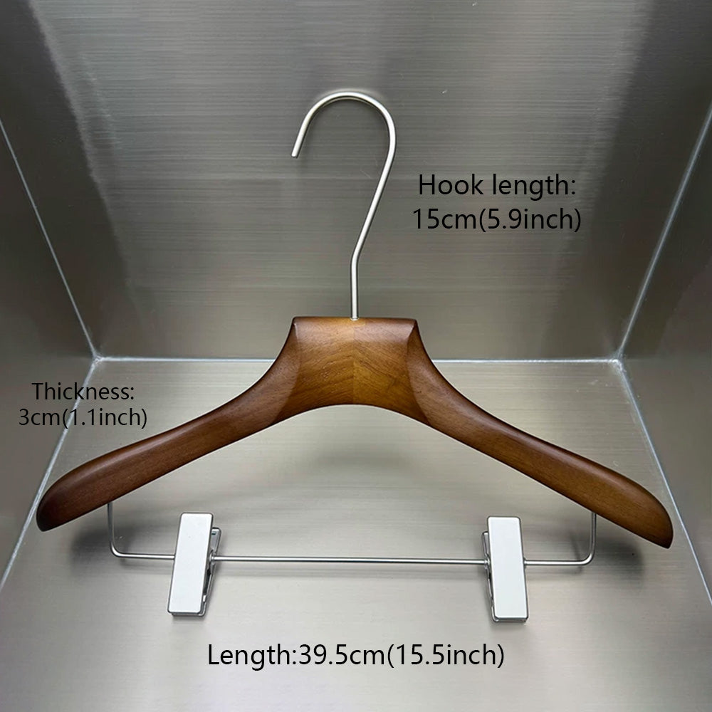 Walnut Beech Wood Hangers Wholesale – Suit & Pants Hangers with Clips