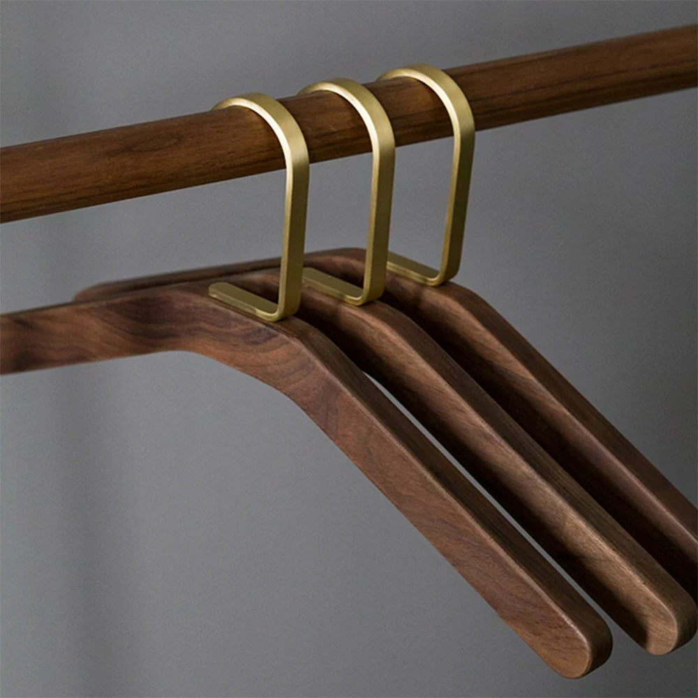 Solid Black Walnut Wood Hangers with Pure Brass Hooks for Suits & Coats