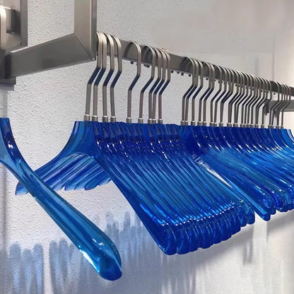 Premium Blue Acrylic Clothes Hanger with Pants Clip - Durable Unisex Store Display