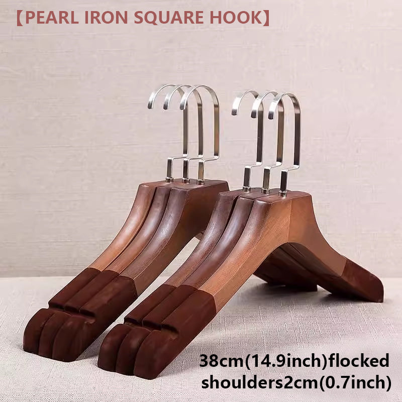 Premium Velvet Wood Hangers - Non-Slip Solid Wood Clothes Hangers for Boutique