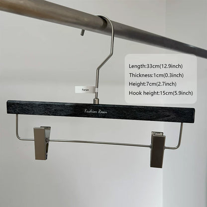 Wood Grain Resin Hangers for Pants – Non-Slip Metal Clips, Heavy Duty ABS