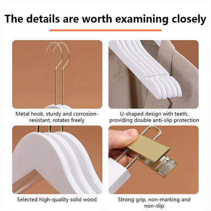Premium Velvet Wooden Hangers for Women - Non-Slip White Hanger Set Custom Logo