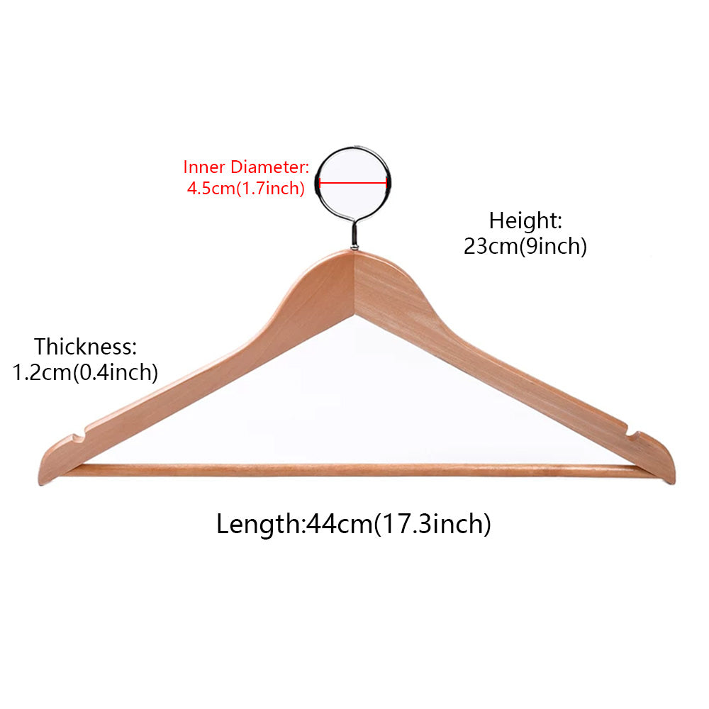 Solid Beech Wood Anti-Theft Hotel Hangers with Closed Ring Hook Wholesale