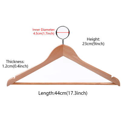 Solid Beech Wood Anti-Theft Hotel Hangers with Closed Ring Hook Wholesale