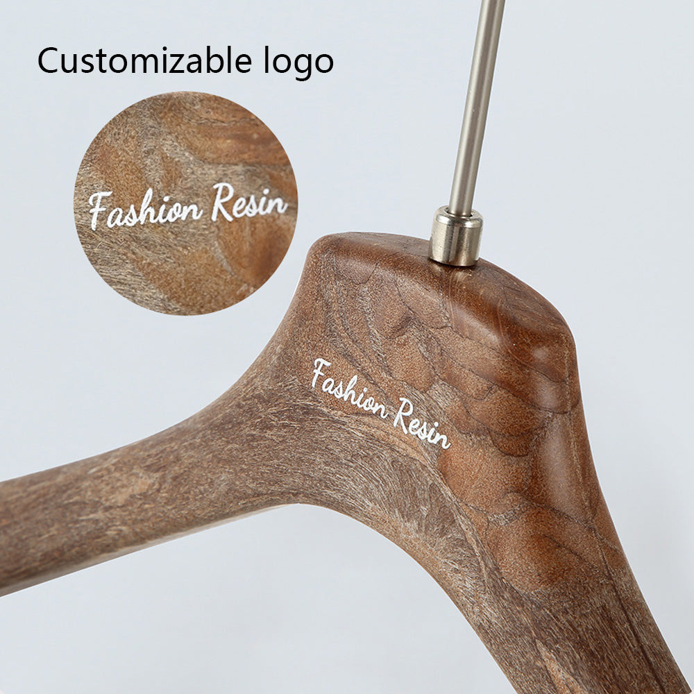Brown Wood Grain Resin Hangers – Non-Slip Coat Hangers for Suits, Dresses & Coats