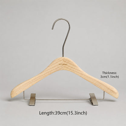 Natural Oak Wooden Suit & Pants Hangers with Clips | Custom Logo