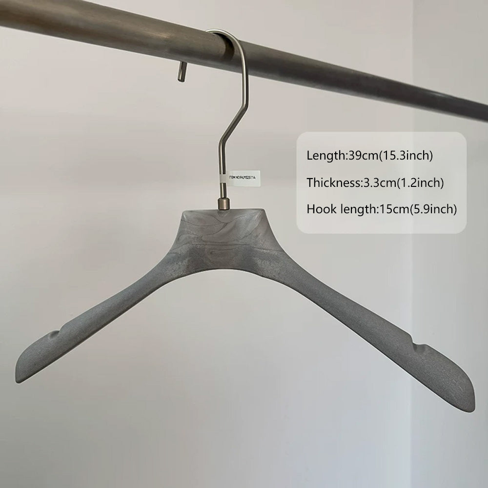 Gray Wood Grain Resin Suit Hangers with Custom Logo for Retail Display