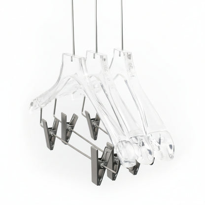 Clear Acrylic Suit Hanger with Clips - Premium Display for Complete Outfit & Pants, 50 PCS