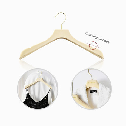 Luxury Beige Velvet Hangers | Non-Slip with Clips for Wedding Dresses & Coats