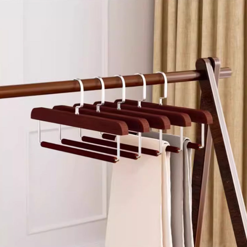 Luxury Wood Trouser Hanger - Velvet Anti-Slip Pants Rack for Wrinkle-Free Garment Care