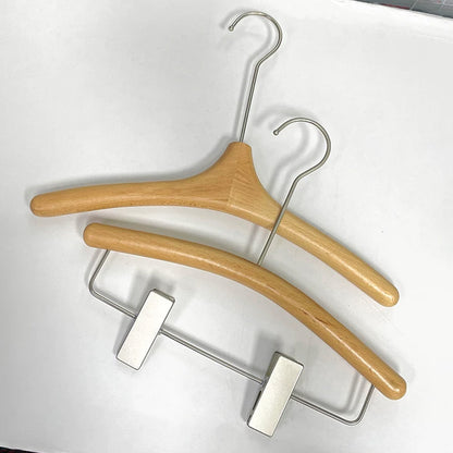 Kids Wooden Clothes Hangers and Adjustable Clip Pants Hanger