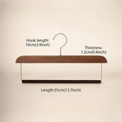 Solid Wood Pants Hanger with Non-Slip Flocked Bar & 360° Swivel Hook