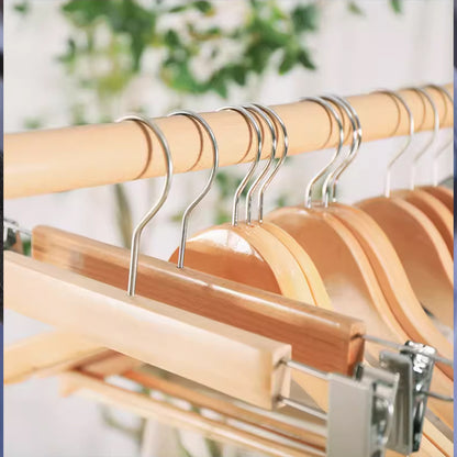 Non-Slip Wooden Hangers Velvet Flocked Space Saving Closet Organizer Combo Set