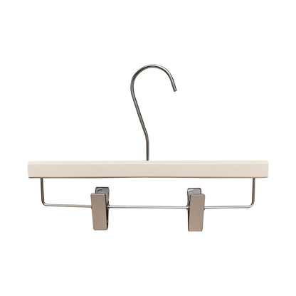 Solid Wood Clothes Hangers with Clips – White Wood Hangers for Suit, Coat & Dress