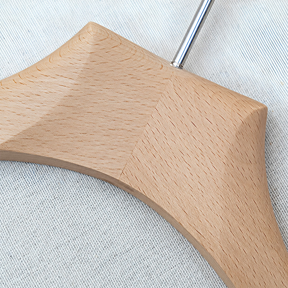 Natural Beech Wood Hangers with Clips for Boutique Clothing Display