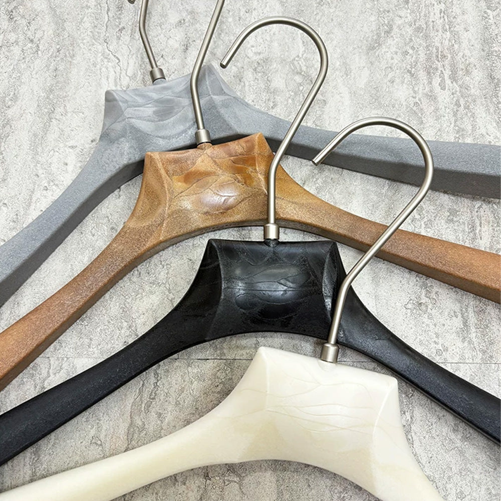Custom ABS Wood Grain Resin Hangers with Clips for Boutique Stores