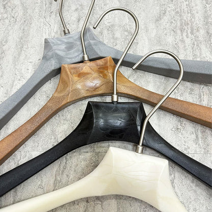 Custom ABS Wood Grain Resin Hangers with Clips for Boutique Stores