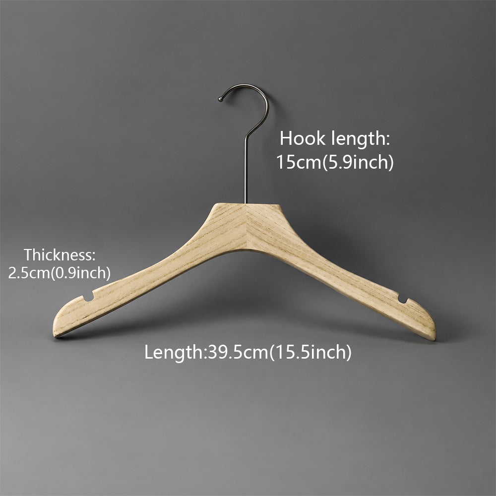 Custom Ash Wood Women’s Clothes & Pants Hangers with Clips Wholesale