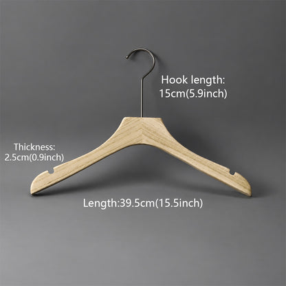 Custom Ash Wood Women’s Clothes & Pants Hangers with Clips Wholesale