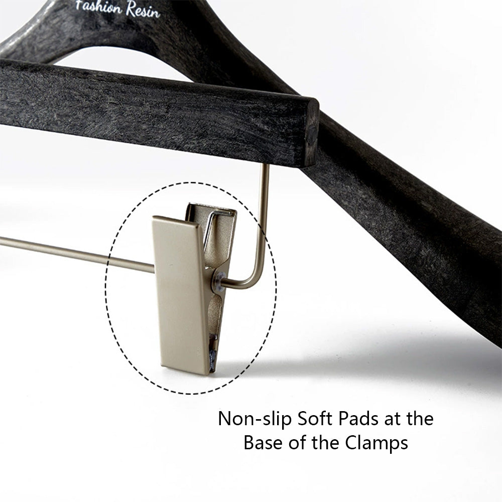 Luxury Matte Black Resin Suit Hanger & Pants Hanger for Men's Wardrobe