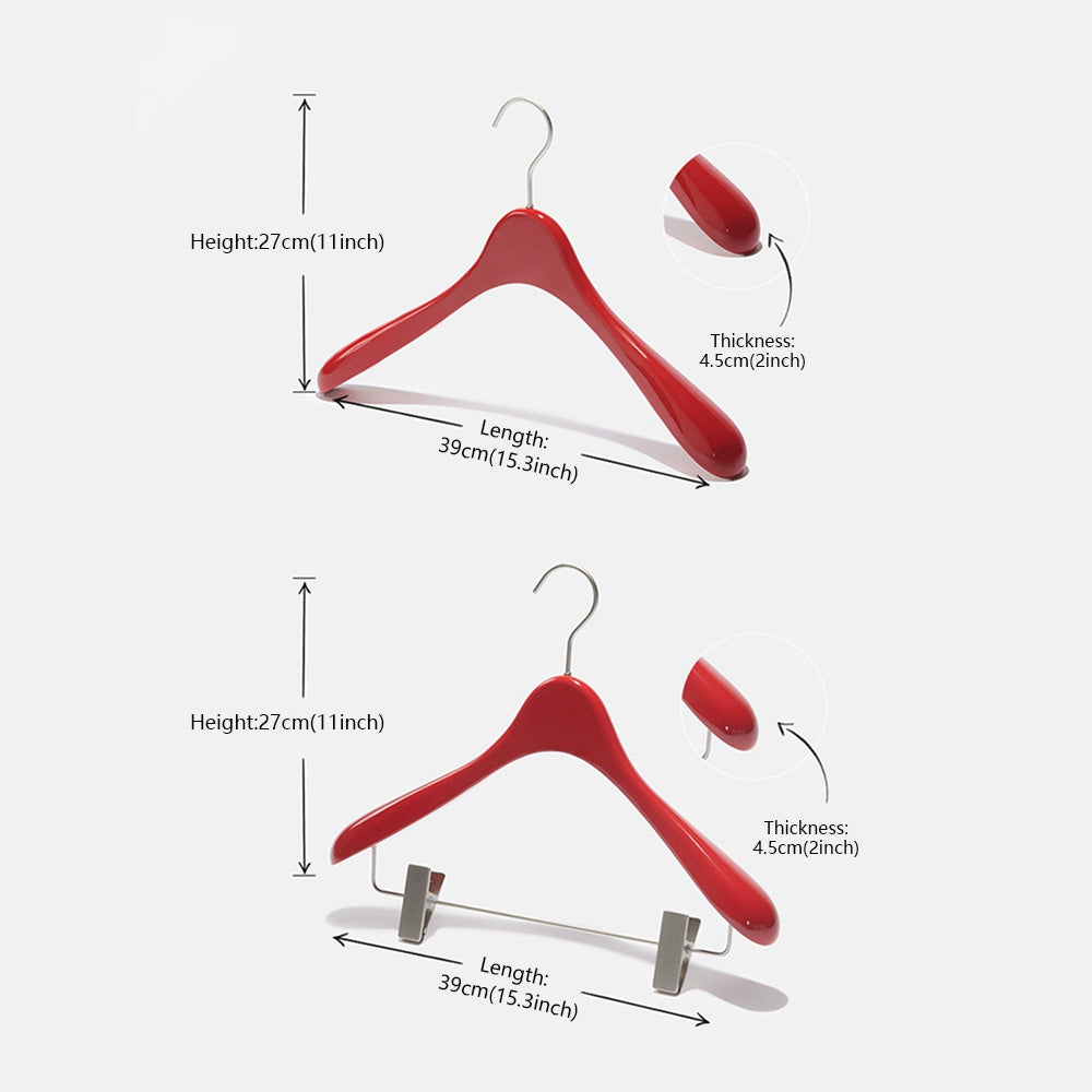 Women's Boutique Red Wooden Hangers - Wide Shoulder for Dresses Coats & Tops