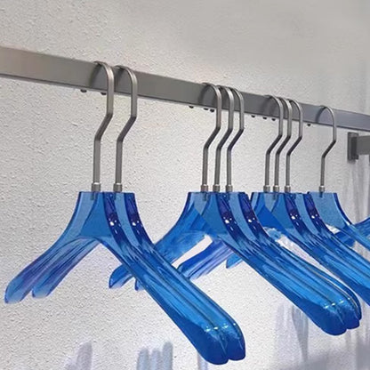 Premium Blue Acrylic Clothes Hanger with Pants Clip - Durable Unisex Store Display